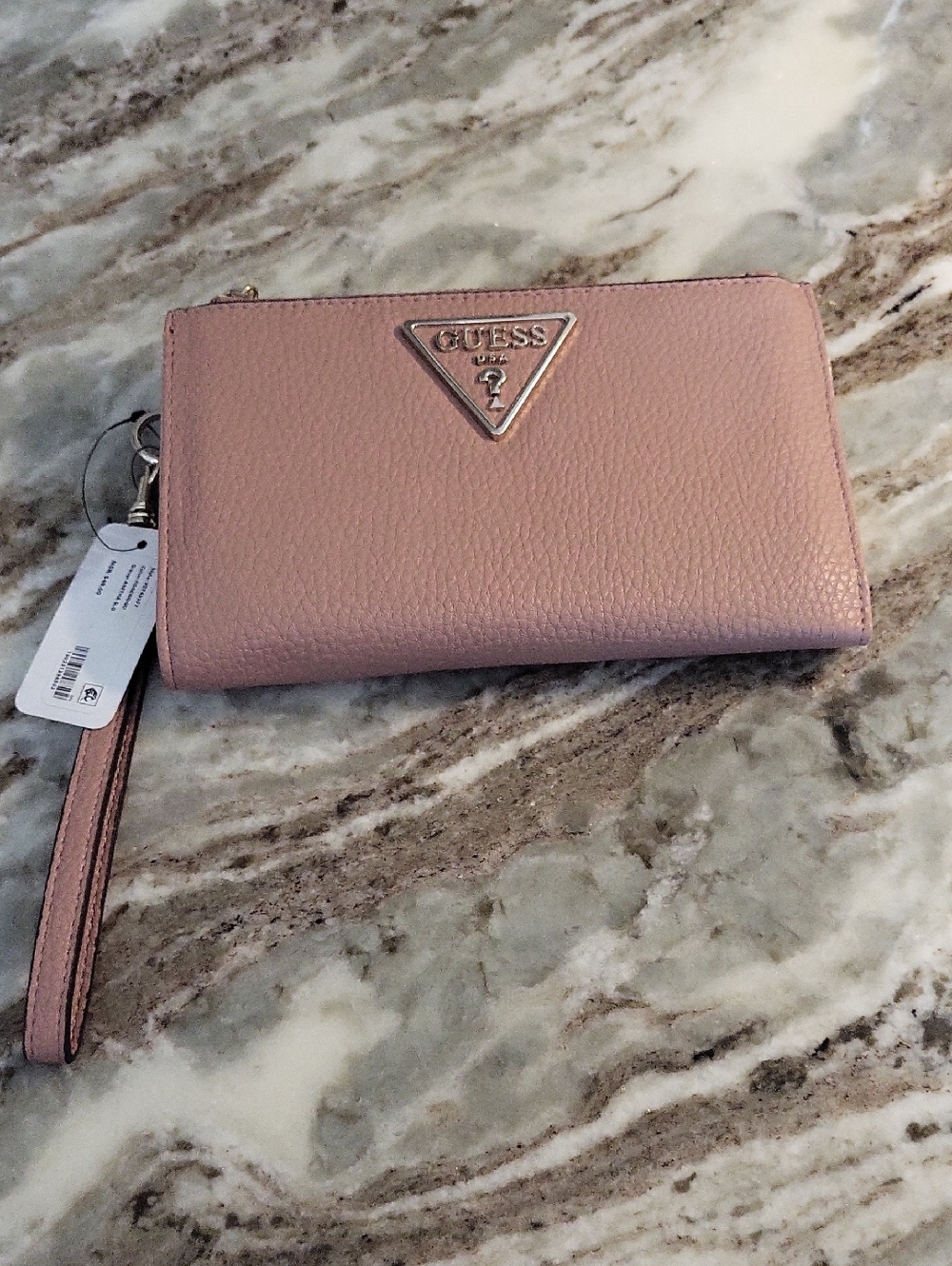 GUESS Rose Pink Pebbled Leather Wristlet